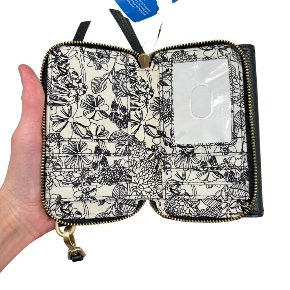 Vera Bradley black leather wristlet clutch bag nwt new